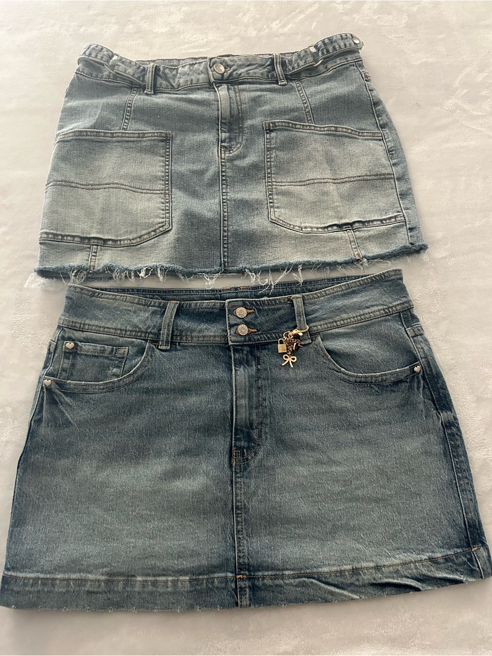 Madden NYC & Celebrity Pink Denim Mini Jean Skirts Distressed Large